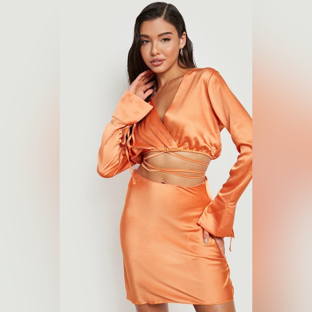 Boo Hoo Satin 2-Piece Set